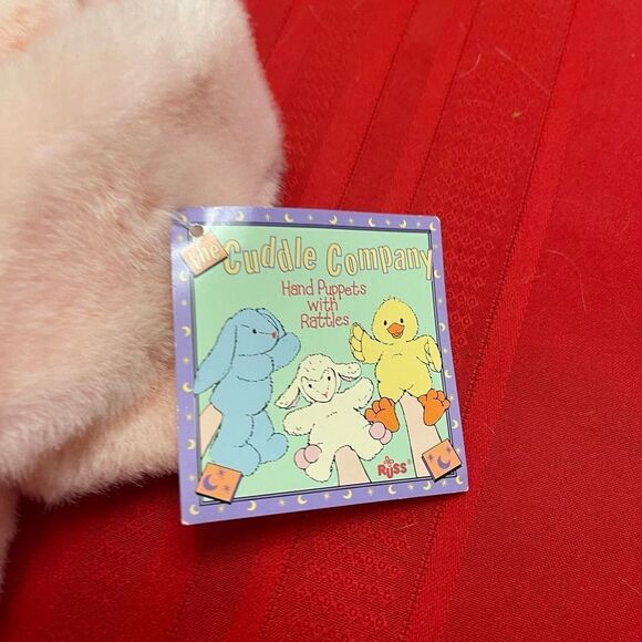 Vintage Russ Cuddle Company Rattle Mennington Pink Bunny Plush Puppet LARGE 16" - Picture 4 of 12